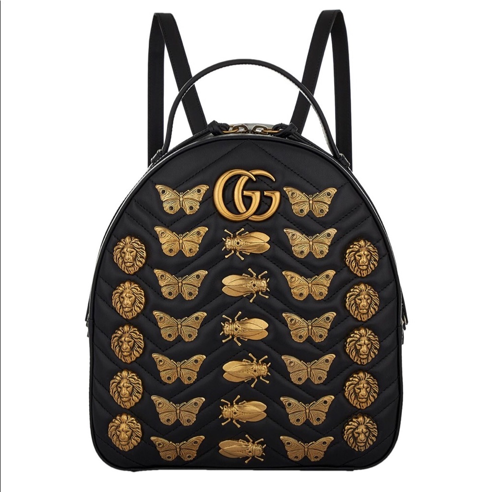 GUCCI  Backpack Calfskin Matelasse Animal Studs GG
